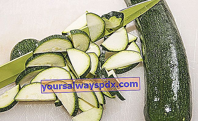 Schneiden Sie die Zucchini in Stücke, um sie einzufrieren